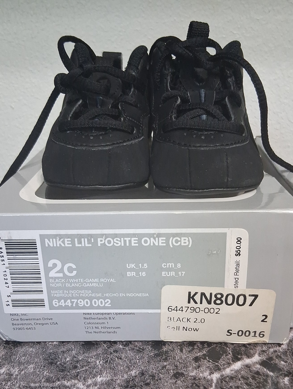 Nike Toddler Black Little Posite Low-Top Sneakers Size 2C(wore Once)